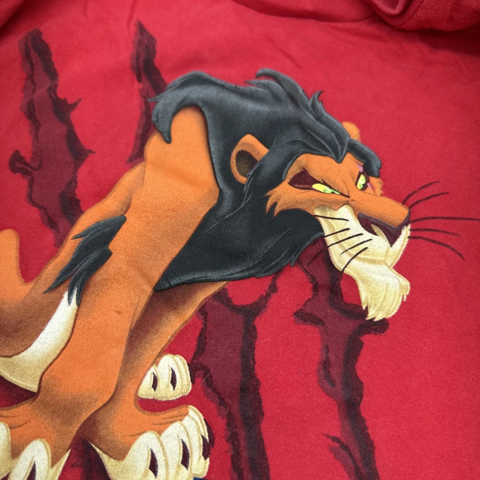 Vintage 90s Disney Lion King Scar Villian Long Sleeve Shirt Kids XS Rare! 🔥red - Image 3 of 4