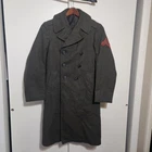 Vintage WW2 1942 Marines Military Wool Serge Winter Trench Coat Overcoat Sz 1-L