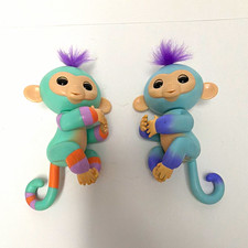 WowWee Fingerlings Interactive Baby Monkey Toys Lot of 2 Blue/Teal Purple Hair