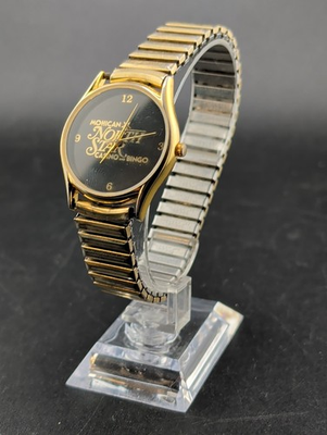#ad Vintage Mohican North Star Casino and Bingo Watch Gold Tone Black Dial Expansion $49.99