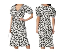 NWT Love, Whit by Whitney Port Women Ivory Floral Wrap Midi Dress S