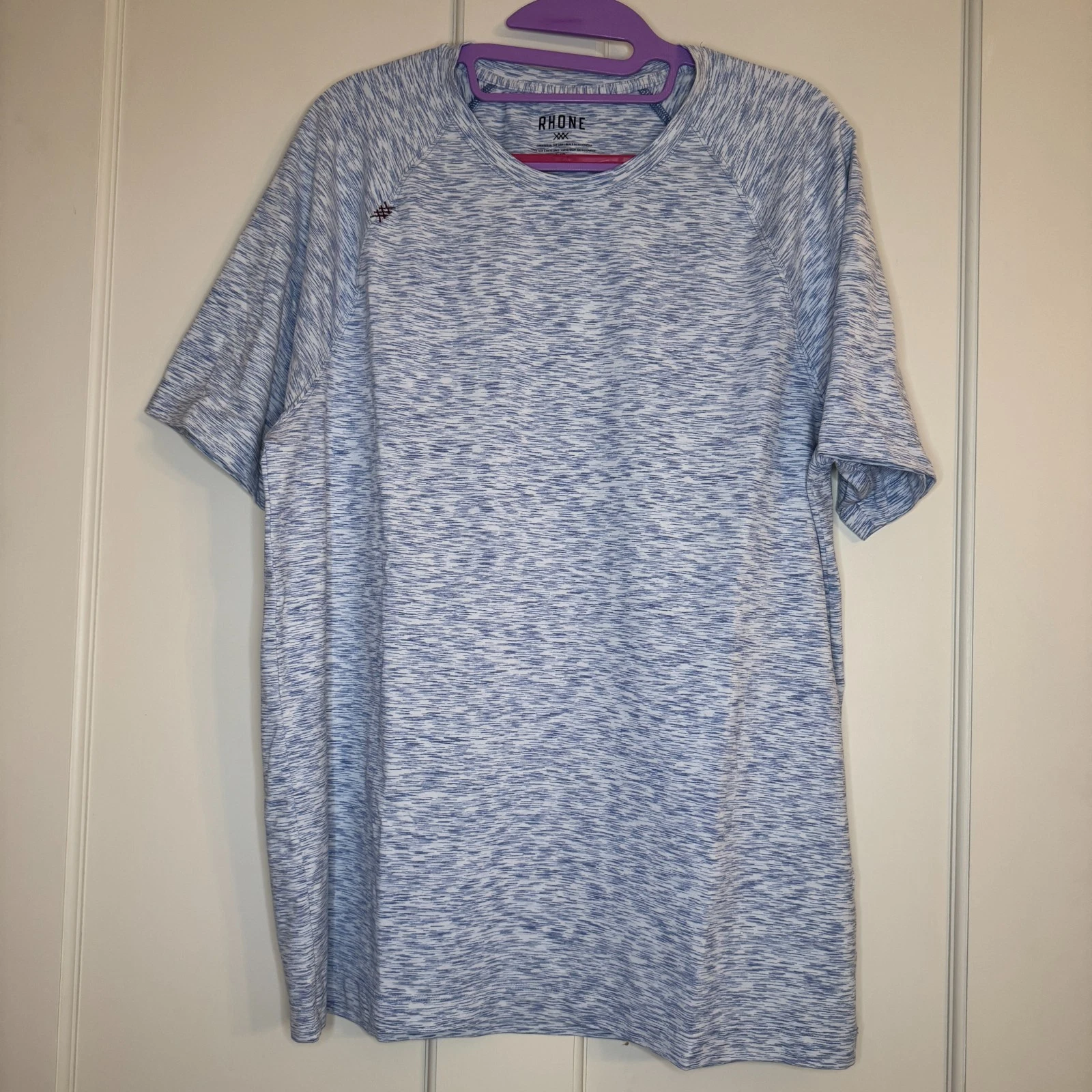Rhone Mens Reign Performance Short Sleeve Blue Crew T Shirt Size Large