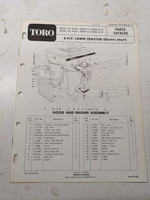 #ad TORO PARTS CATALOG LIST BOOK MANUAL 8HP LAWN TRACTOR 55166 55233 1972 $11.11
