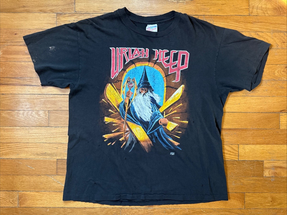 Vintage Uriah Heep T-shirt black soft Thin wizard tour 90s