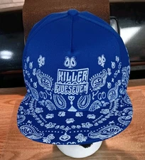 Paisley KILLER FIVESEVIN SnapBack Trucker Hat Hip Hop Ball Cap-FLAT BRIM- Blue