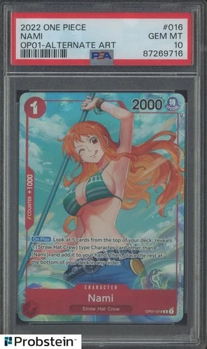 2022 One Piece OP01 EN Alternate Art #016 Nami Pre-Errata PSA 10 GEM MINT
