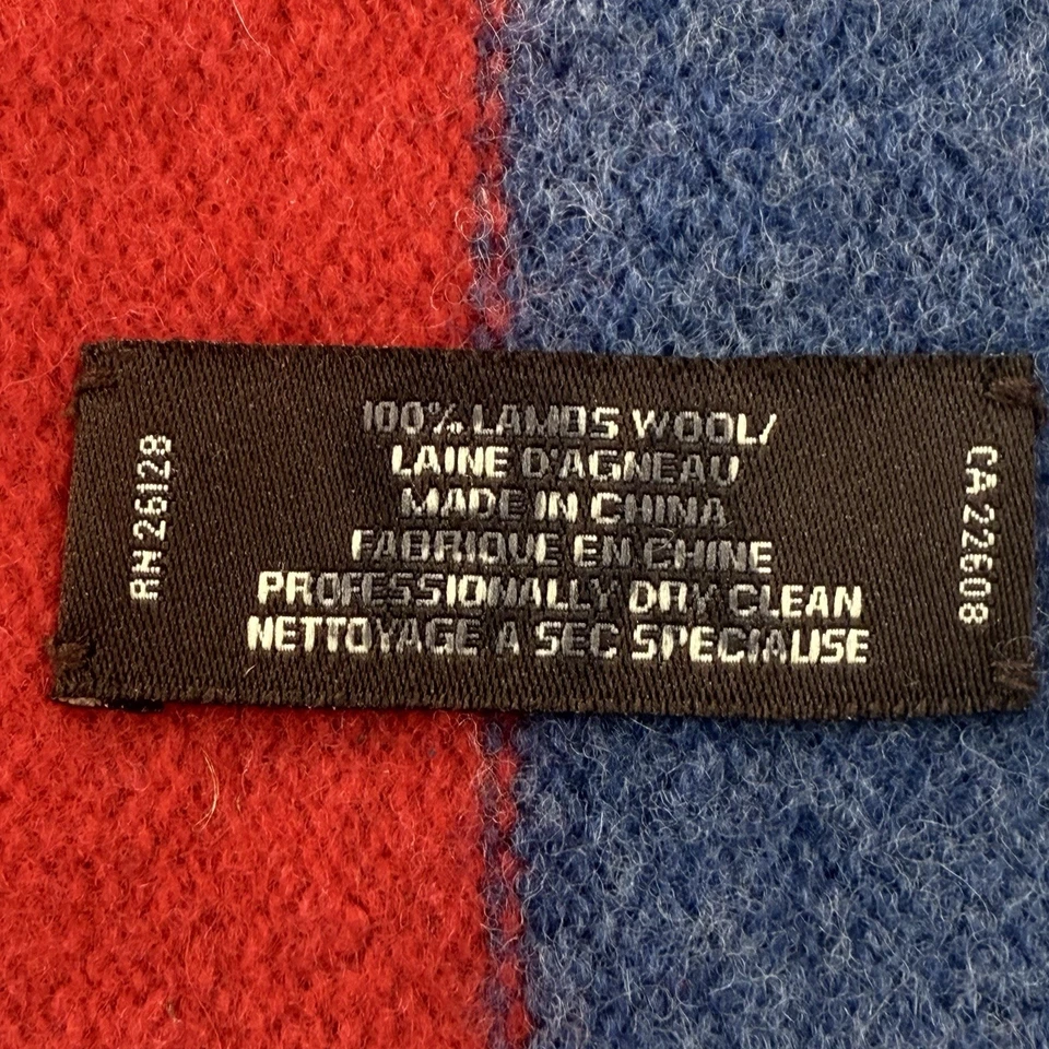 Coach Scarf 100% Wool Knit Red Blue Striped Classic Preppy Winter - Image 4 of 4