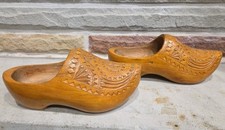Vintage Handcarved Wooden Shoes /Clogs. Intricate Design. 1 Pair. Near 7" Inner