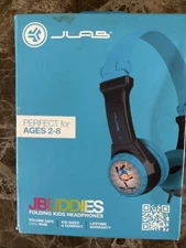 JLAB JBuddies Folding Kids Wired Headphones Toddler Headphones Blue Ages 2-8