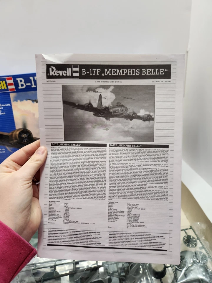 REVELL 04297 B-17F MEMPHIS BELLE MODEL WWII Bomber Plane KIT 1:48 SCALE OPEN BOX - Image 2 of 4