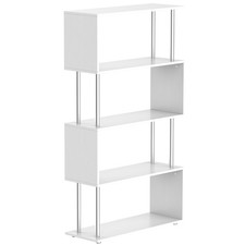 HOMCOM Mobile Libreria Design 4 Ripiani Casa e Ufficio in Legno Bianco