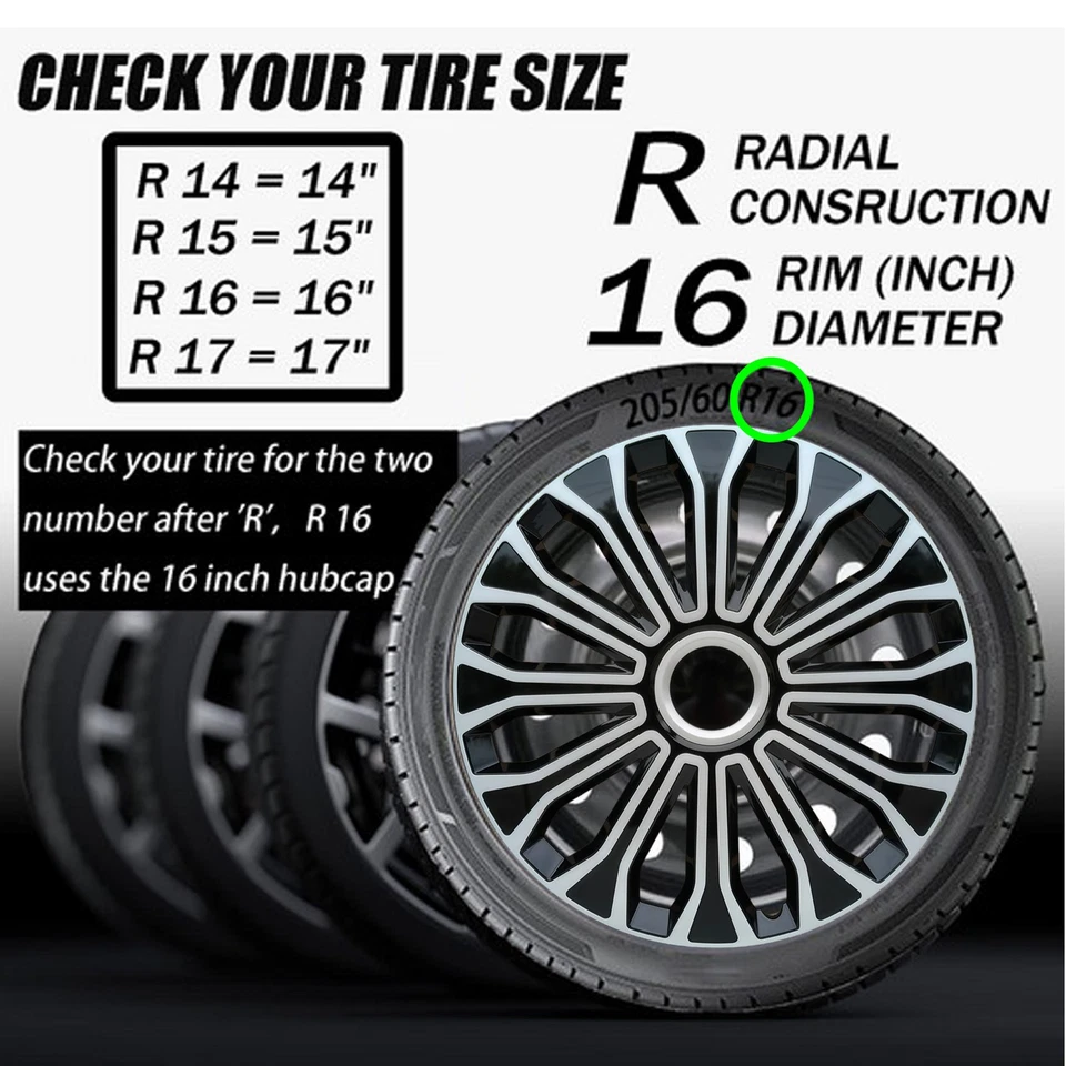 4 шт новых 16-дюймовых колпаков колес колпаки колес подходят для шин Volkswagen Beetle Jetta R16 - Изображение 2 из 4