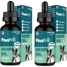 Hemp Oil for Dogs Cats 2-Pack - Anxiety, Pain Stress Relief for Pets