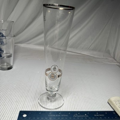 1 Warsteiner Pilsner Beer Glasses 10'' Tall Size Gold Rim Germany