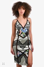 LA PERLA 2017 RTW BLUE SILK/BLACK FISHNET BUSTIER MIDI DRESS