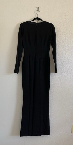 Diane Von Furstenberg Black Jumpsuit Size 2 Long Sleeve Wide Leg - Picture 2 of 9
