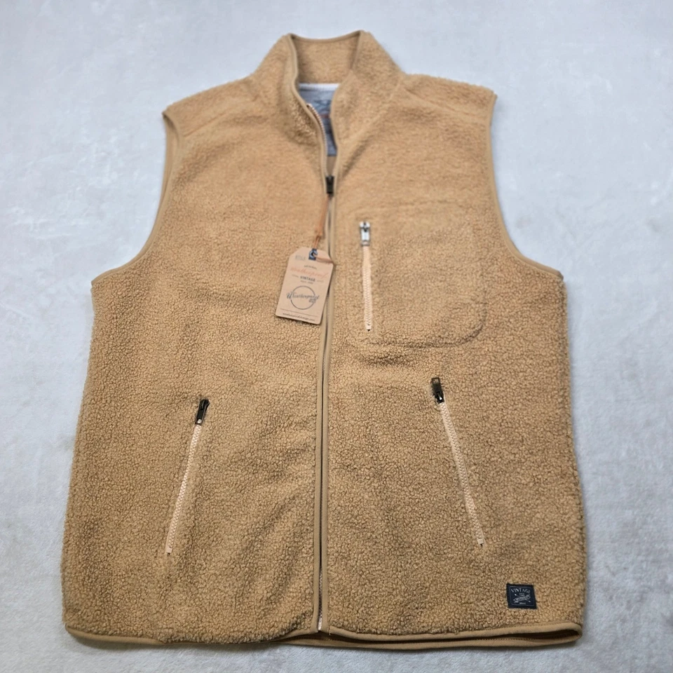 Chaleco polar Sherpa vintage resistente a la intemperie para hombre XL tostado bolsillos con cremallera completa NUEVO Foto 2 de 4