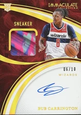 Bub Carrington 2024-25 Immaculate Sneaker Auto Autograph Patch RC Wizards 6/10