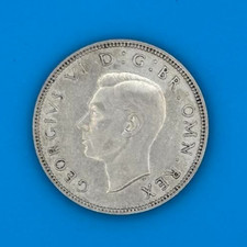 1940 Great Britain Two Shillings Silver Coin King George VI .500 Silver