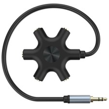 sovunis Multi Headphone Audio Splitter, 5-Way 3.5mm Jack Stereo Headset Black