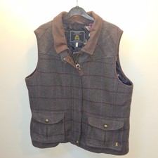 Joules Fieldmoor Tweed  Gilet Size 20 Green And Brown
