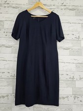 Talbots Ponte Knit Navy Blue Sheath Dress Womens Petite 12 Short Sleeve