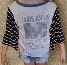 Janis Joplin Cropped Repurposed Flowy Sleeves Jr Size Med