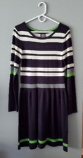Vince Camuto Dress Women's Size M Dark Navy Blue Green Gray Stripe Knit Sweater
