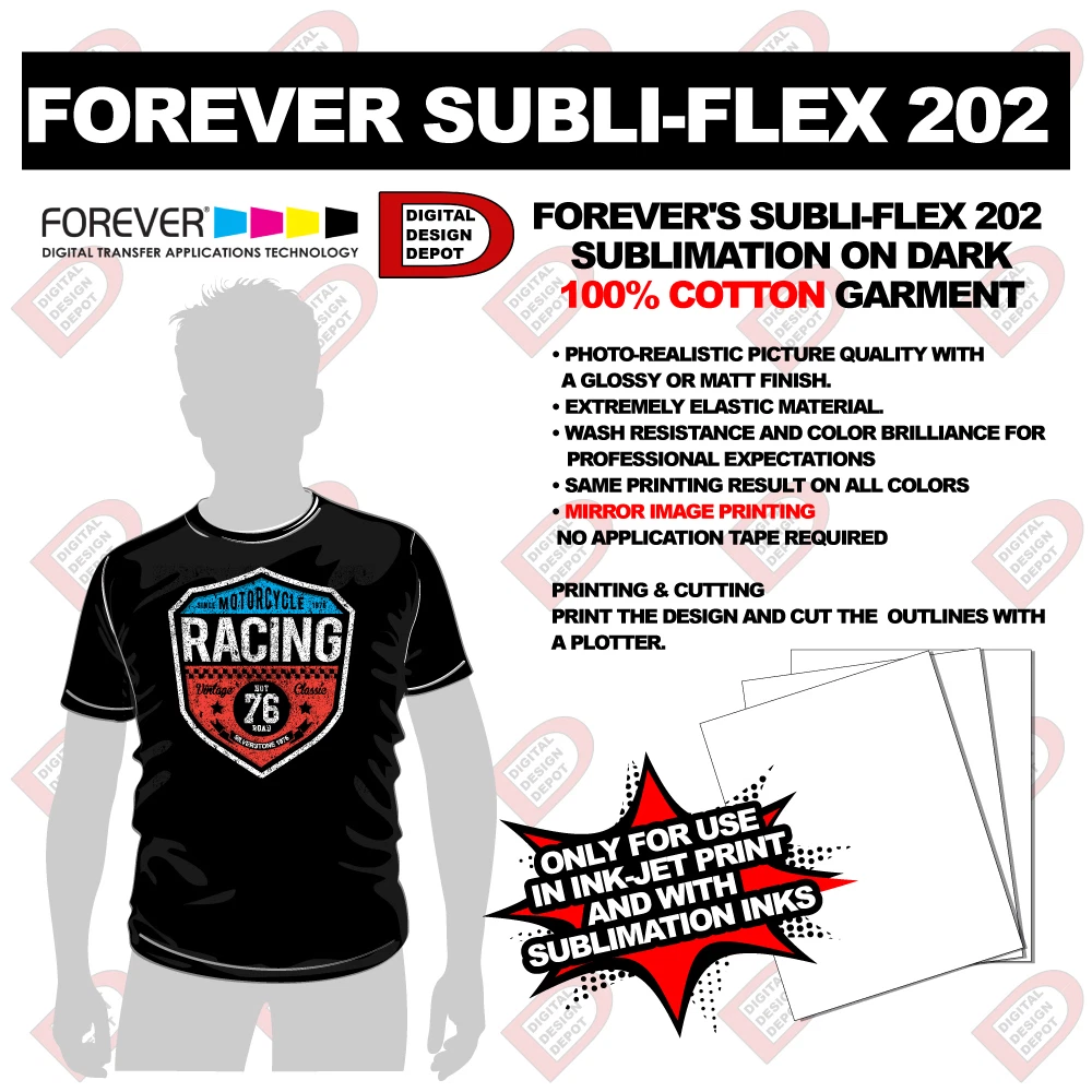 Subli flex 202 Dark TShirts sublimation for dark and Light Cotton