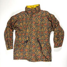Vintage Nautica Womens Sz M Reversible Jacket Yellow Floral Coat