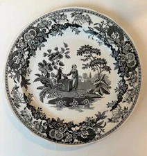 Spode Archive Collection “Girl at Well” Plate in Black 10.25” Ships FREE in USA