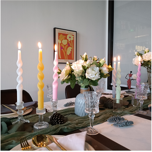 Taper Dinner Candles Sticks Dripless Unscented Spiral Candle Candlesticks Decor - Picture 2 of 38