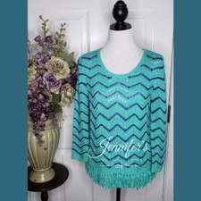 Ruby Rd. Chevron Fringe Sweater Size Medium