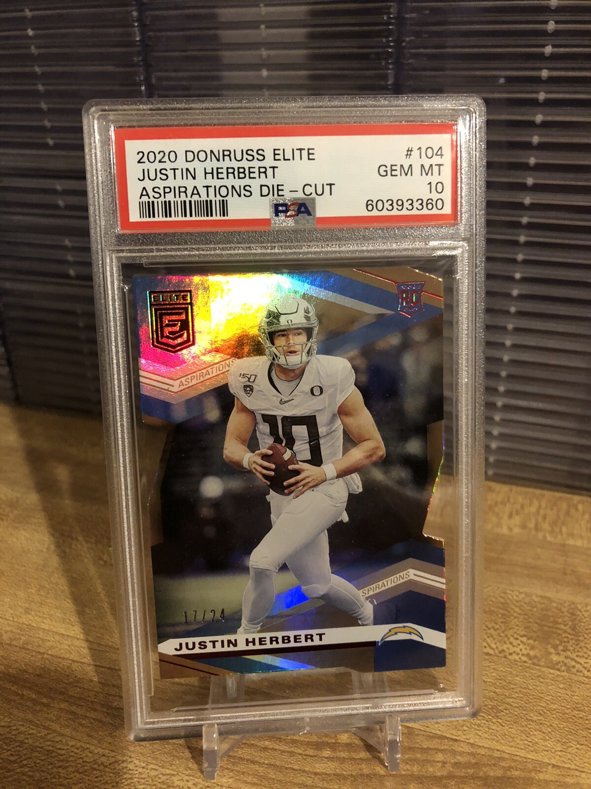 Justin Herbert Panini Donruss Elite #104 Aspirations Die-Cut