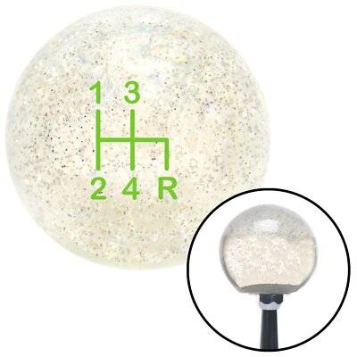 Green Shift Pattern 6n Clear Metal Flake Shift Knob with M16 x 1.5 Insert