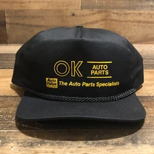 VTG Auto Value Hat Snapback Trucker Cap Mens Black OK Auto Parts 90s - READ
