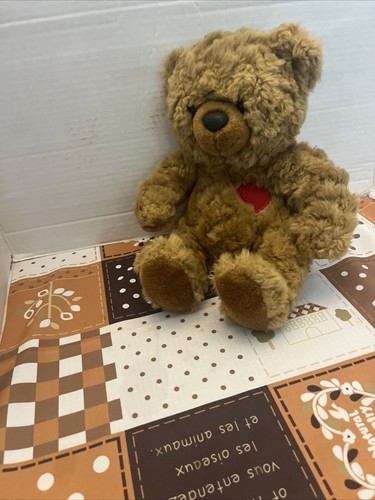 Vintage Teddybär goldbraun rotes Herz bestickt auf Brust Plüschbär Spielzeug - Bild 7 von 7
