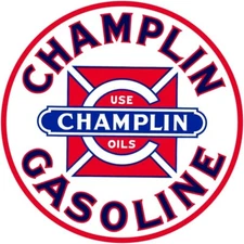 Use Champlin Motor Oil & Gasoline NEW Sign: 28" Dia. Round USA Steel - 2 SIDED!