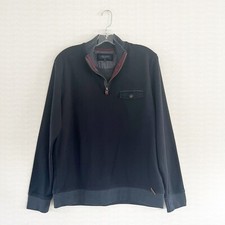 Ted Baker London Men  s Size  4  Size L US 1/4 Zip Navy Pullover Sweater Shirt