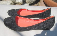 NEW Black Rhinestone Round Toe Ballerina Ballet Flats Shoes WOMEN Size 5.5