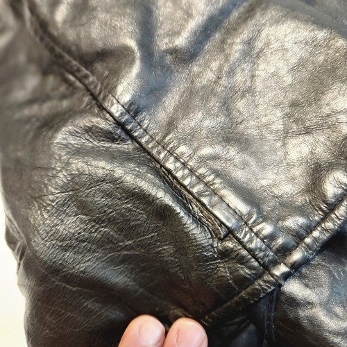 Vintage Mens Black Leather Bikers Jacket Excelled 48 Long Made In USA - Picture 9 of 14
