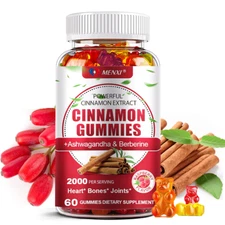 Organic Ceylon Cinnamon 2000mg Gummies - Berberine Blood Sugar Supplement 60 Pcs