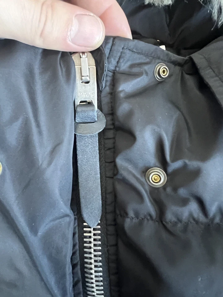 Abrigo chaqueta acolchada de plumón negro COACH para mujer talla 4 con capucha cordero ribete de piel de oveja Foto 4 de 4