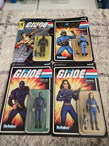 Super7 ReAction Lot Of 4 GI Joe Snake Eyes, Cobra Commander,Baroness UNPUNHED