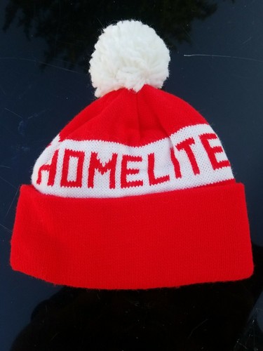 Vintage HOMELITE CHAINSAWS MADE IN USA POM POM WINTER HAT BEANIE SKI SNOW - 第 3/3 張圖片
