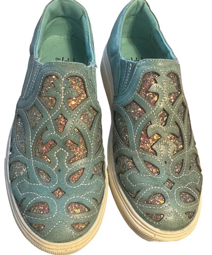 Corral Handcrafted Boot Co Teal/Pink Glitter Inlay Slip-On Size 6 Unique - Picture 9 of 15