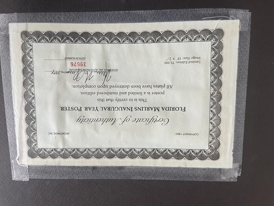 Marlins Custom Póster Memorable 1993 Inaugural Day - Image 2 of 4