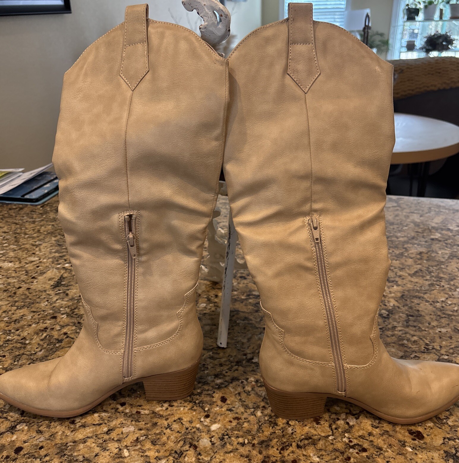 SAOLA MERAVIGLIOSI STIVALI 6 LN CERNIERA LATERALE TACCO 2” ARTIFICIALI TOMAIA MARRONE CHIARO VEDI DESCRIZIONE