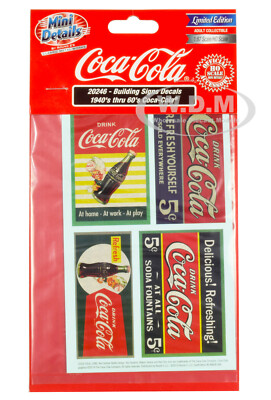 1940'S-1960'S COCA-COLA BUILDING SIGNS DECALS 1/87 HO CLASSIC