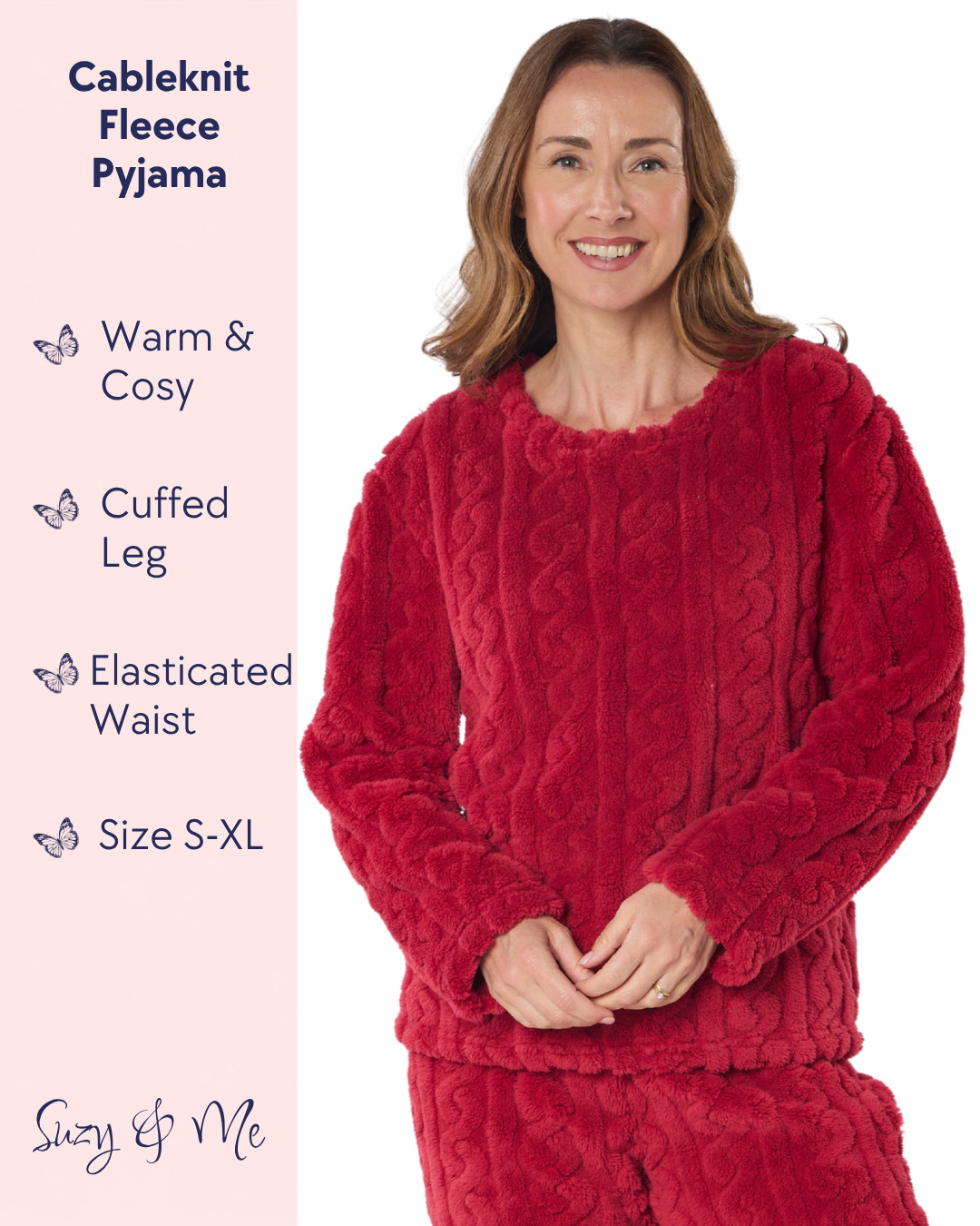 Womens Cable Knit Fleece Pyjamas image 6
